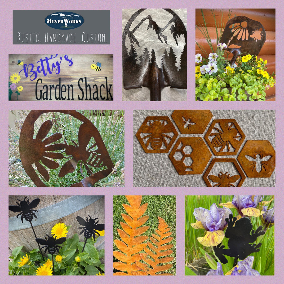 Rusty Metal Cattail Garden Stakes: Natural Rust Finish