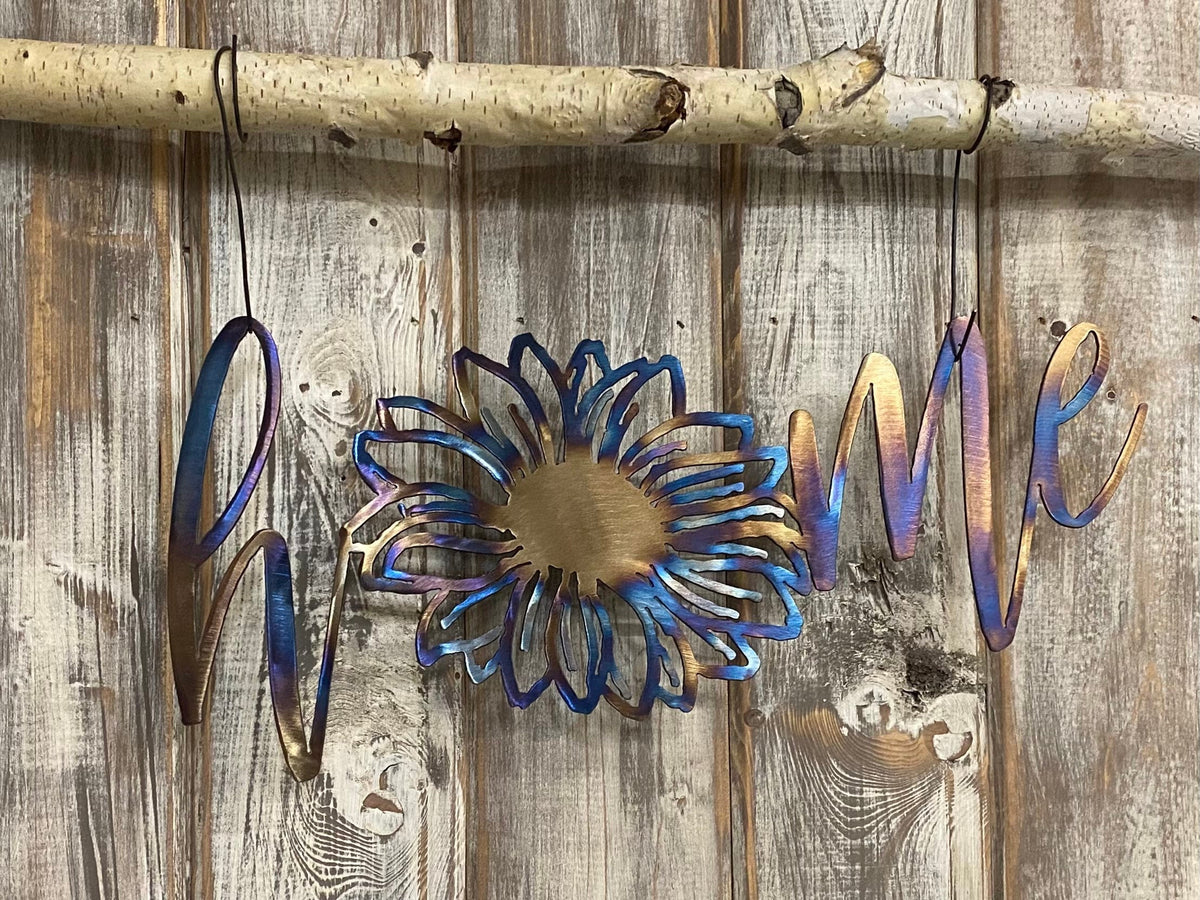 Heat-Treated Metal Sunflower Home Sign - Patio & Porch Decor