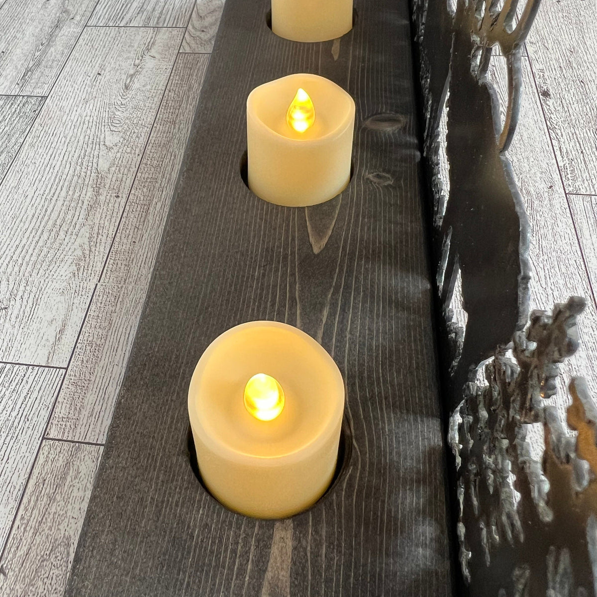 Elk Scene Candle Holder: Rustic Cabin Decor with LED Candles