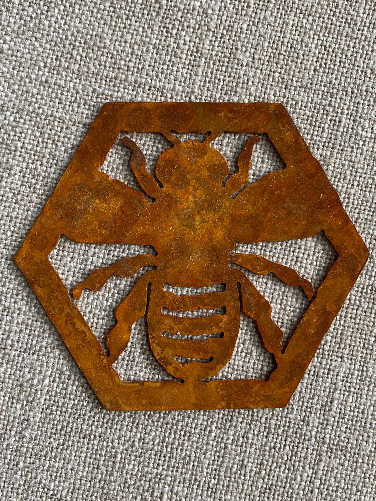 Metal Bee Garden Decor: Large Honeycomb Steel Art