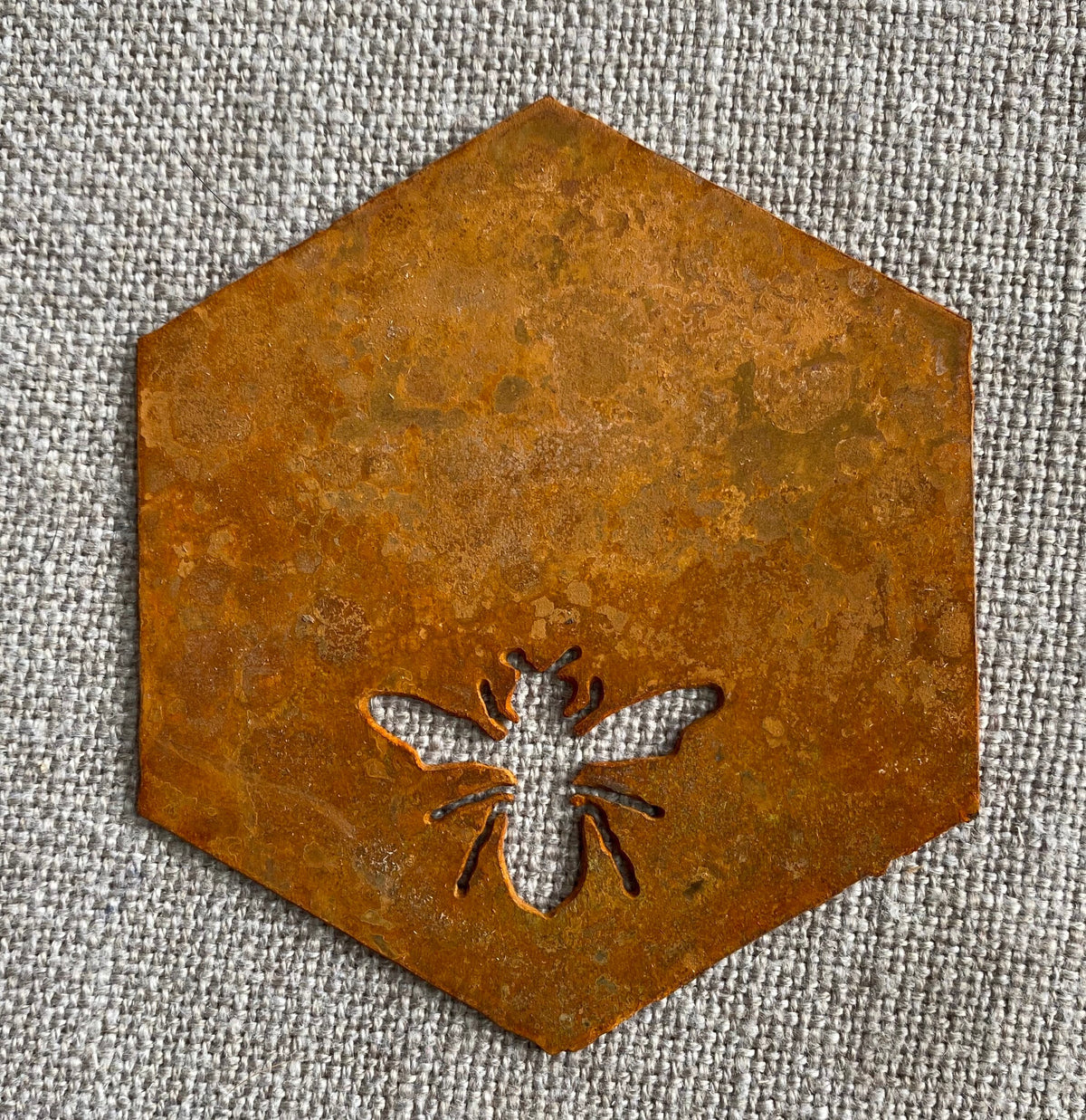 Metal Bee Garden Decor: Large Honeycomb Steel Art