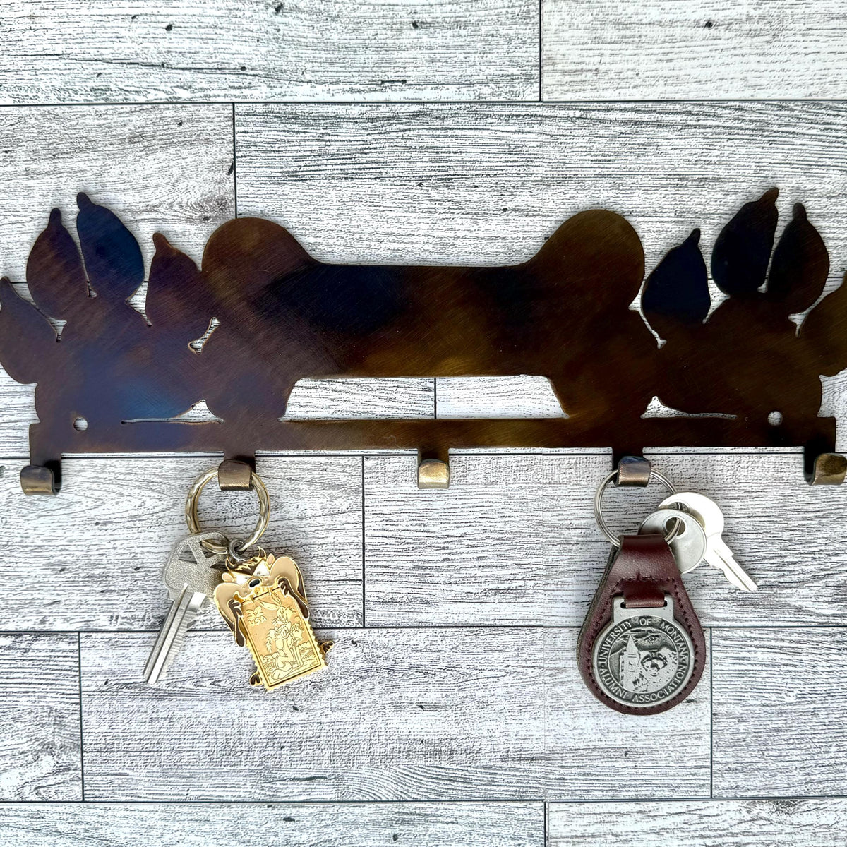 Dog Key or Leash Hanger: Paw Print Key Organizer, Heat-Treated Steel