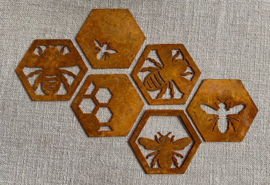 Metal Bee and Honeycomb Garden Decor: Steel Art