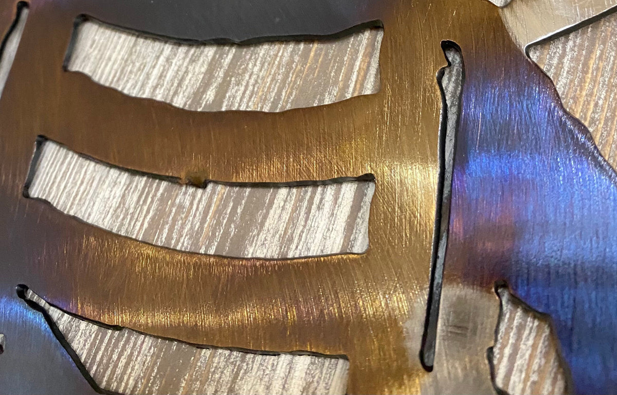 Metal Bee on Honeycomb: Heat-Treated Garden Decor